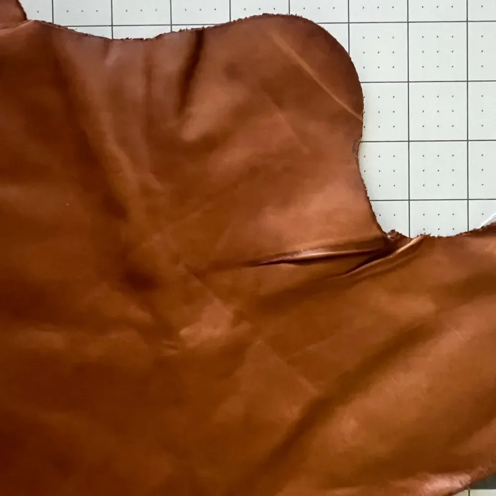 Rustic Full Grain Leather Suede Remnant | Brown 32x17 Upholstery Scrap